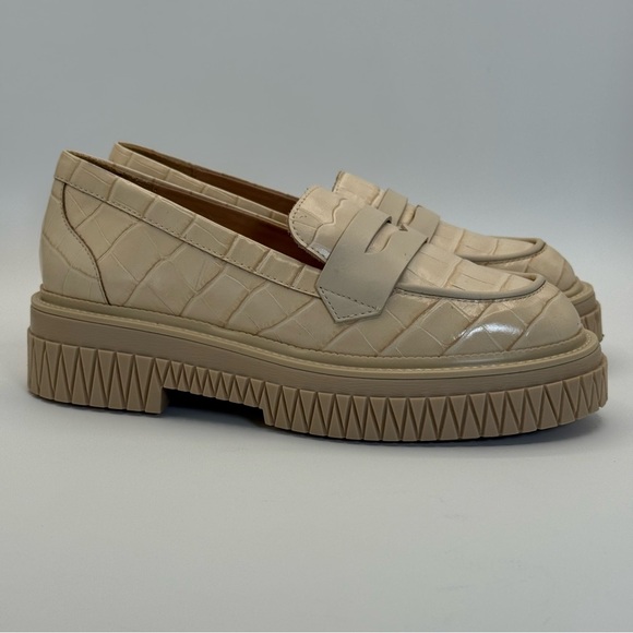 SCHUTZ Viola Croc Embossed Leather Chunky Slip On Loafers Size 8B - Picture 8 of 17